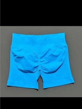 High-Waist Seamless Blue Women’s Shorts